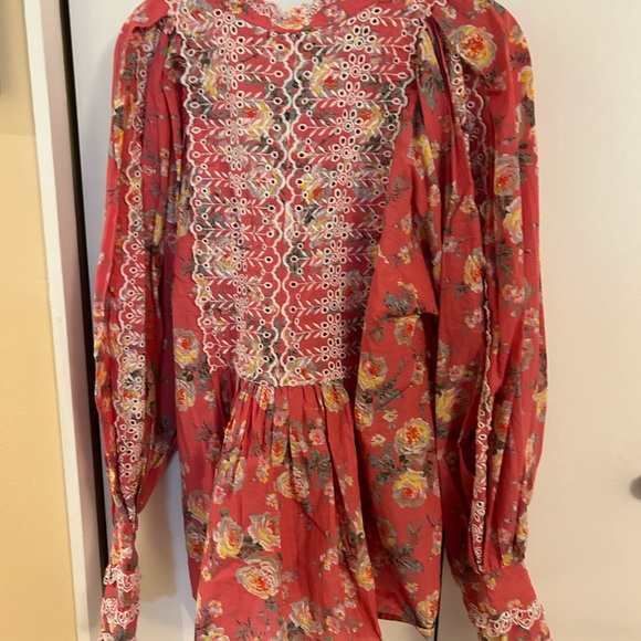 NWT: By Timo Floral Eyelet Blouse size XL - Picture 6 of 8
